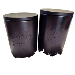 Home Decor Wayside Cabin Black Ceramic Flour Sugar Containers